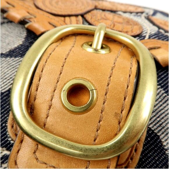 💎✨BEAUTIFUL✨💎Authentic COACH Leather Canvas Hand Bag Shoulder bag Navy - Picture 3 of 7